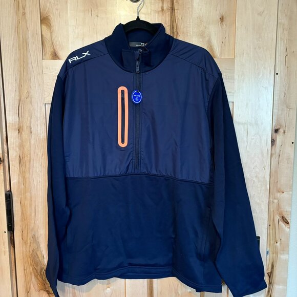 NWT RLX Ralph Lauren Thermal Tech French Navy Men's Golf 1/2 Zip Xl $168 - Picture 2 of 15